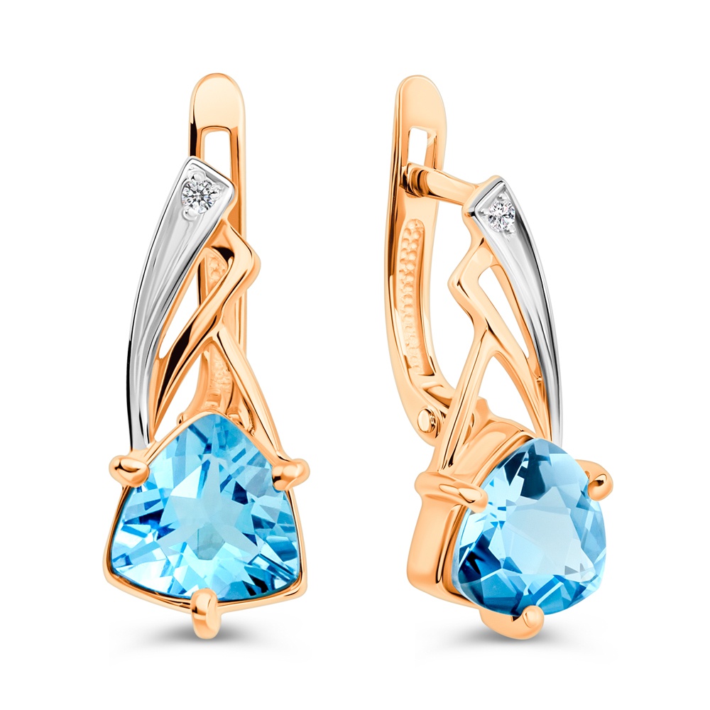 

Серьги из золота 585Gold 202014677, топаз/фианит, 202014677