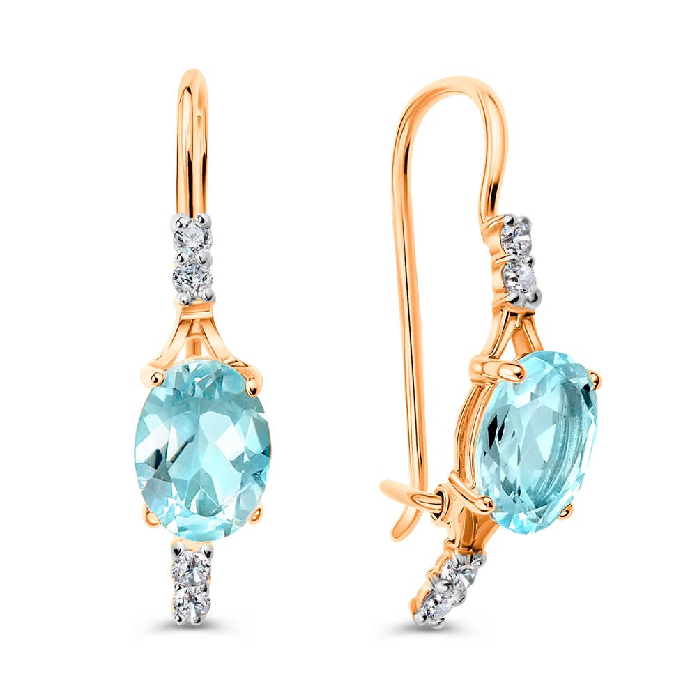 

Серьги из золота 585Gold 202014681, топаз/фианит, 202014681