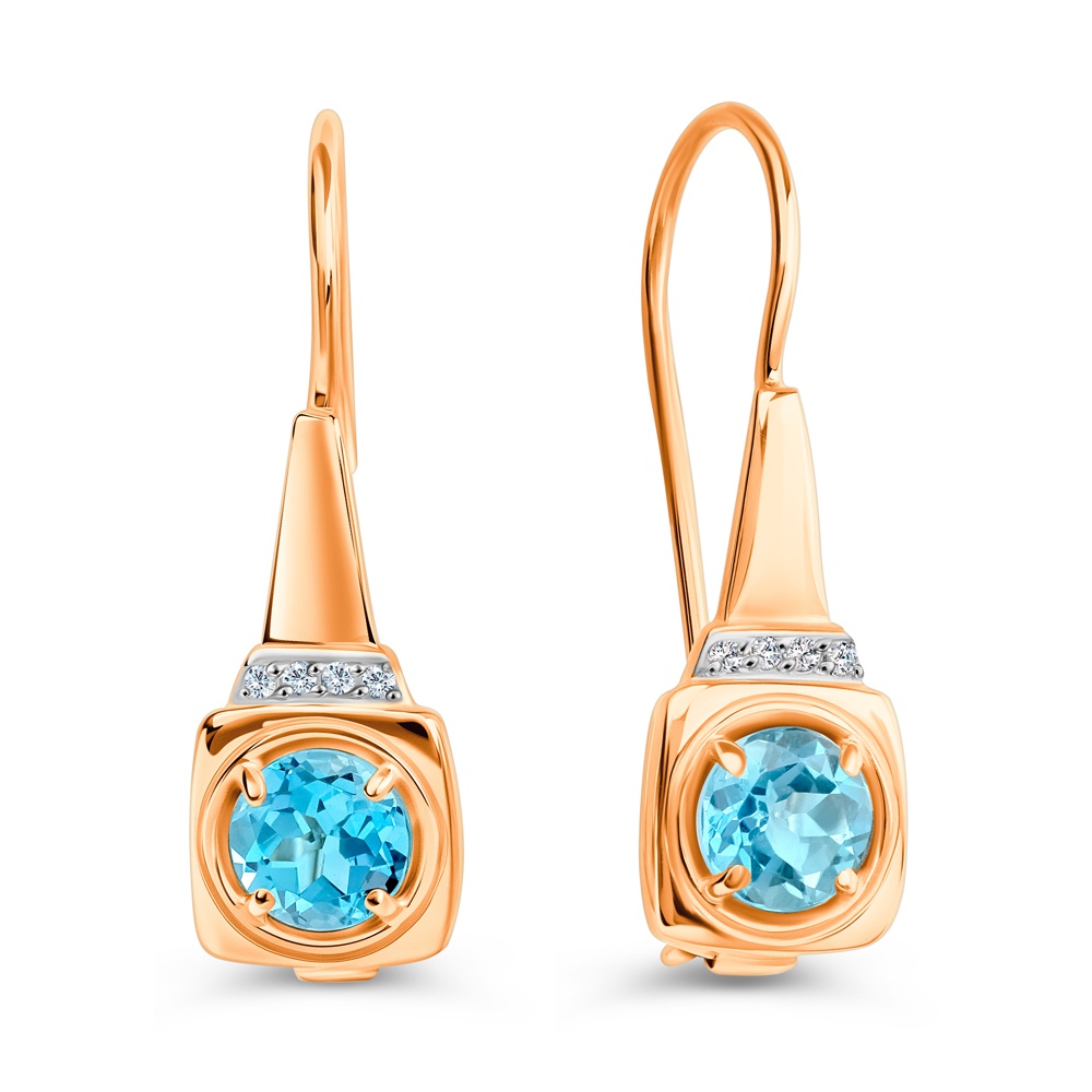 

Серьги из золота 585Gold 202014670, топаз/фианит, 202014670