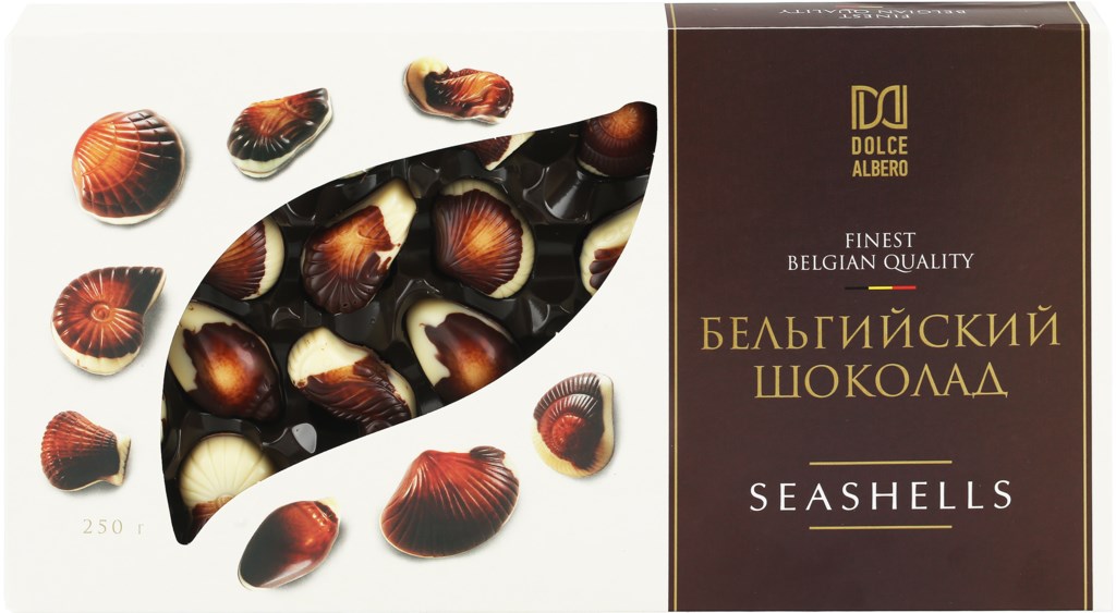 Шоколадные конфеты Dolce Albero Mini Seashells с мягкой начинкой 250 г