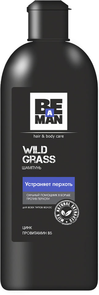 Купить Шампунь для волос Be a man Wild grass Устраняет перхоть 360мл, Аромат