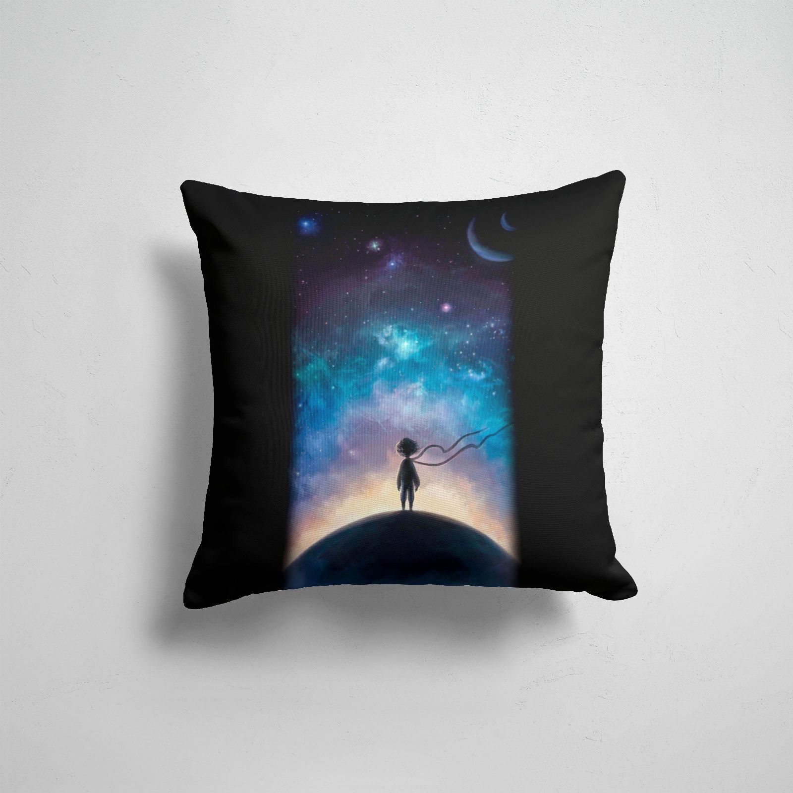 

Подушка декоративная 45х45см Астрономия космос маленький принц на фоне космоса, Разноцветный