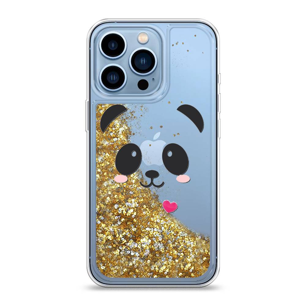 

Жидкий чехол с блестками "Влюбленный панда контур" на Apple iPhone 13 Pro, 14390-1