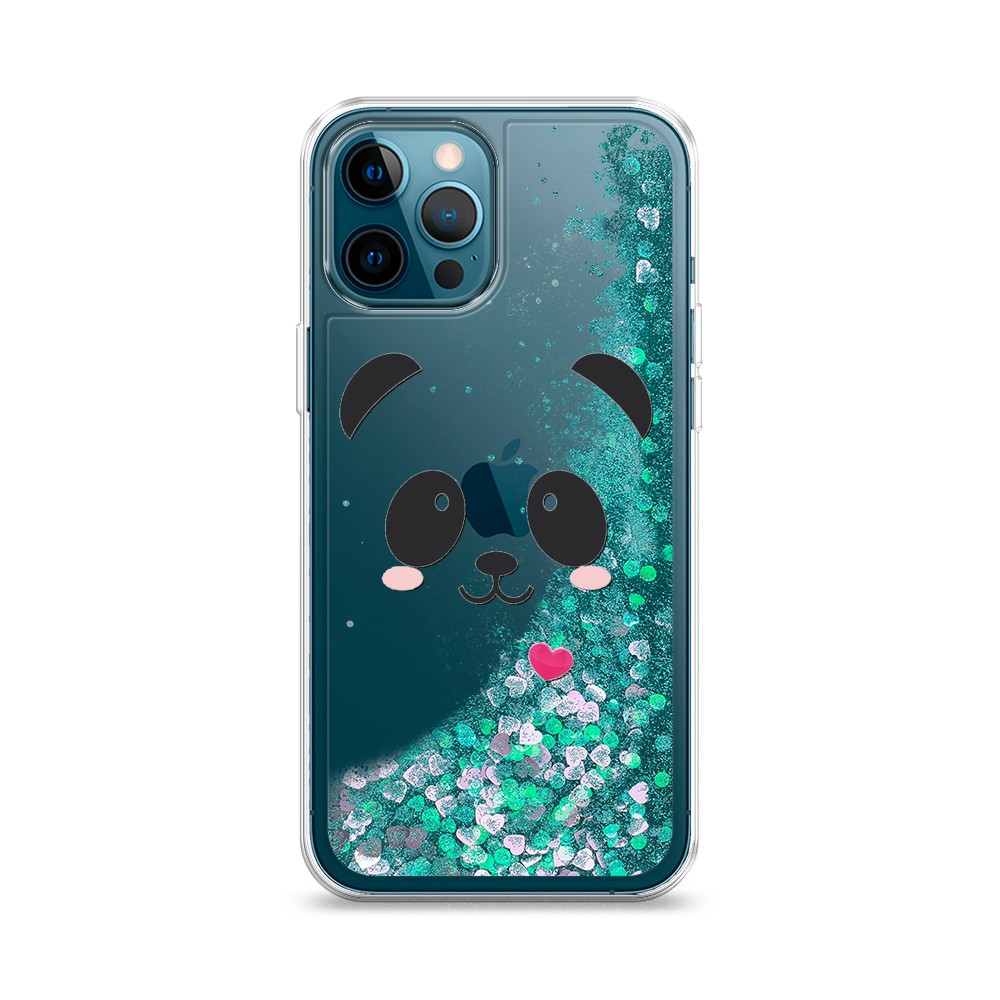 

Жидкий чехол с блестками "Влюбленный панда контур" на Apple iPhone 12 Pro, 12895-1