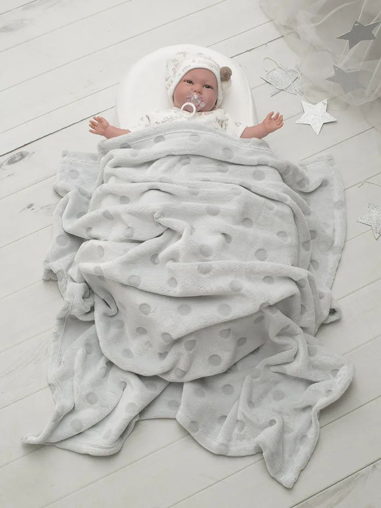 

Плед для новорожденных Baby Nice MICRO VELUR, 100х140 см, Горох, серый, MV31364/3GY, MV31364/3GY
