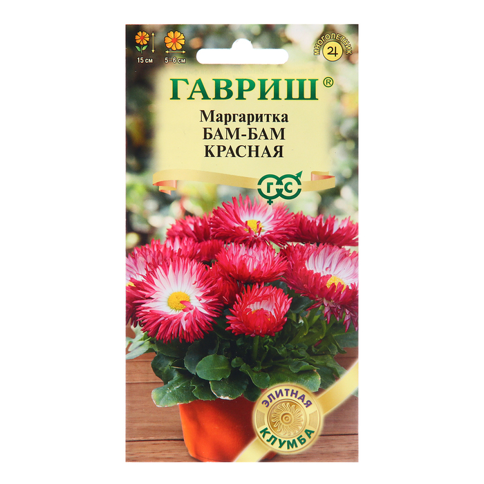 

Семена Маргаритка "Бам-бам", красная, 7 шт (2 шт.)