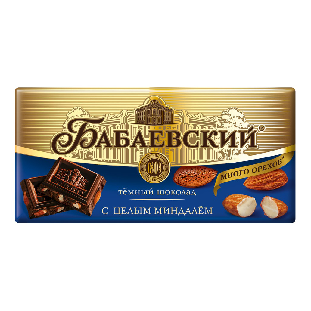 Шоколад Бабаевский темный с цельным миндалем 90 г