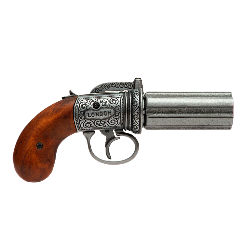 

Револьвер Пепербокс 6 стволов, Англия, 1840 г (сувенирный) KSVA-DE-1071, Серый