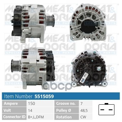 

MEAT&DORIA Генератор 14V 150A Renault Trafic II, Opel Vivaro A X83 2.0 D