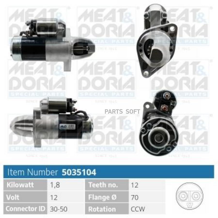 

MEAT&DORIA Стартер 12V 1,8KW Smart Forfour 454, Mitsubishi Colt VI 1.5 D