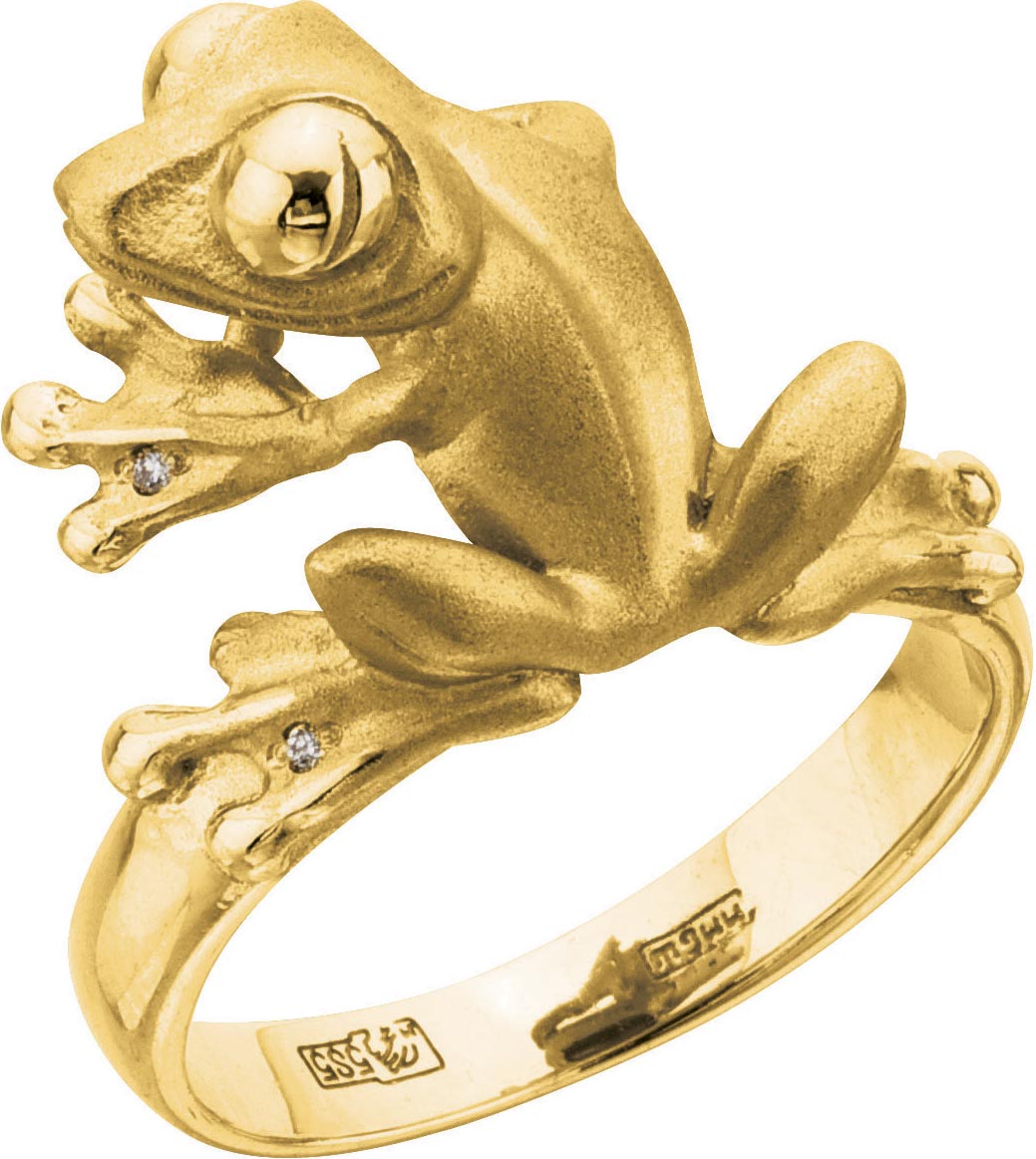 Кольцо из желтого золота с бриллиантом р. 18 Альдзена K-24050