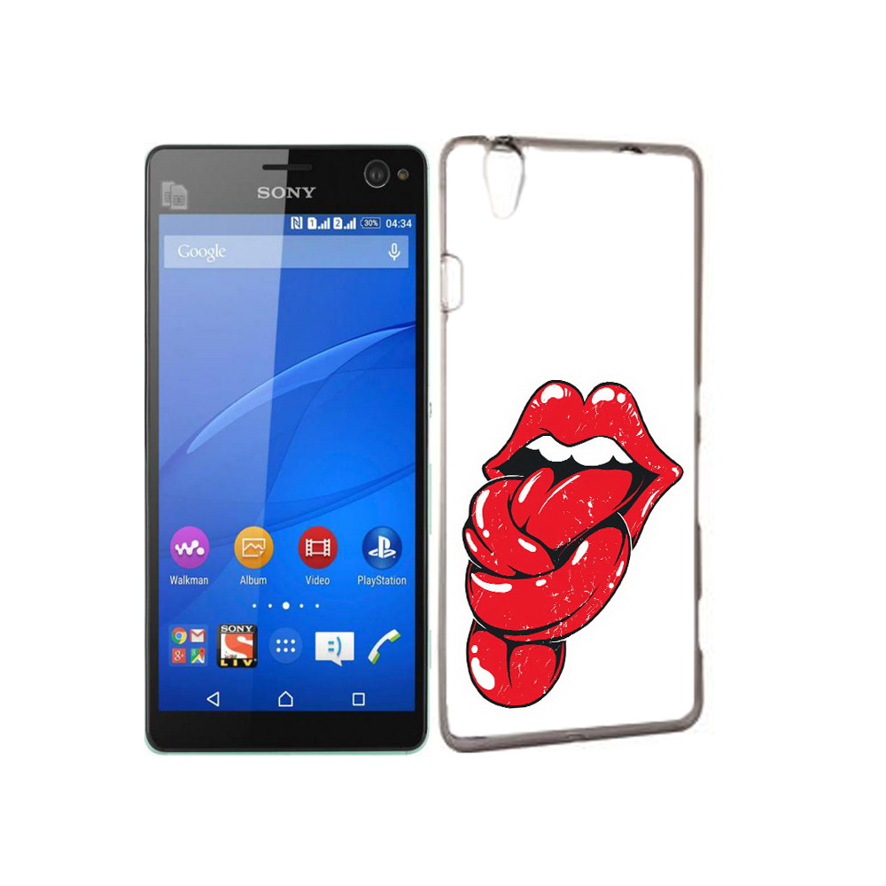 

Чехол MyPads Tocco для Sony Xperia C4 яркие губы с языком, Прозрачный, Tocco