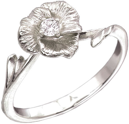 Кольцо из белого золота с бриллиантом р. 17 Альдзена K-12016