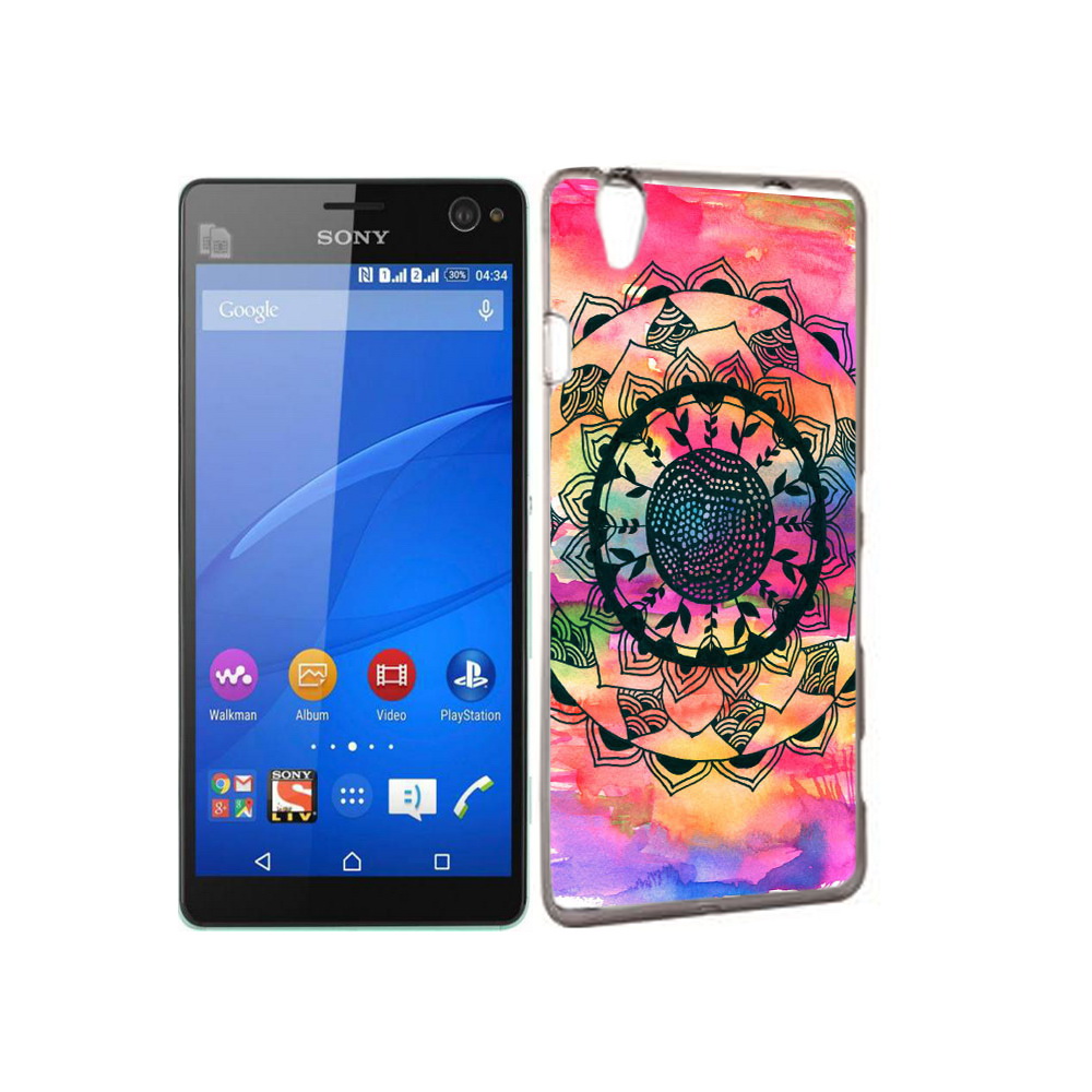 

Чехол MyPads Tocco для Sony Xperia C4 яркая абстракция круглый цветок, Прозрачный, Tocco