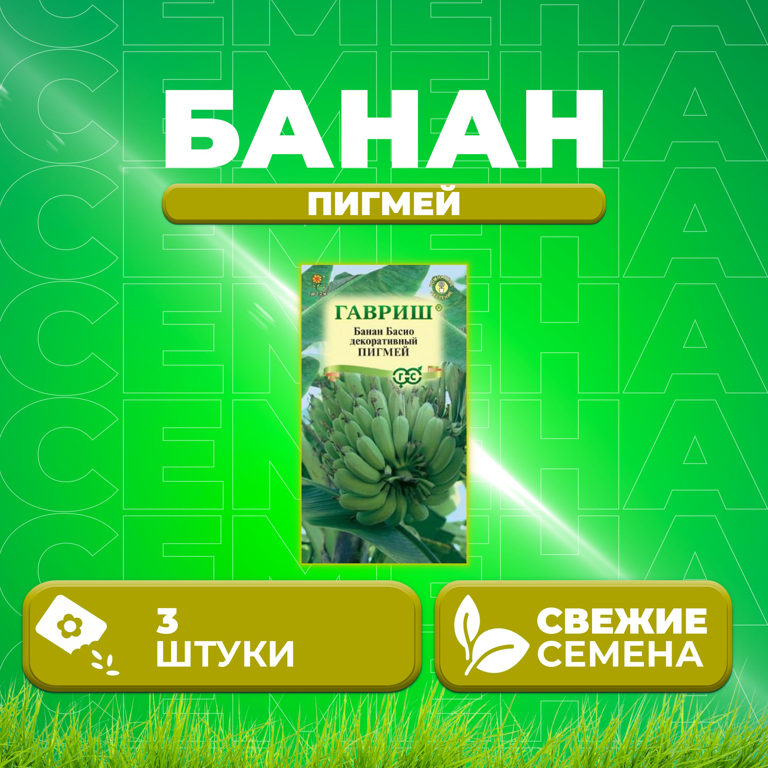 

Семена Банан Басио декоративный Пигмей, 3шт, Гавриш, Цветочная коллекция 1 уп