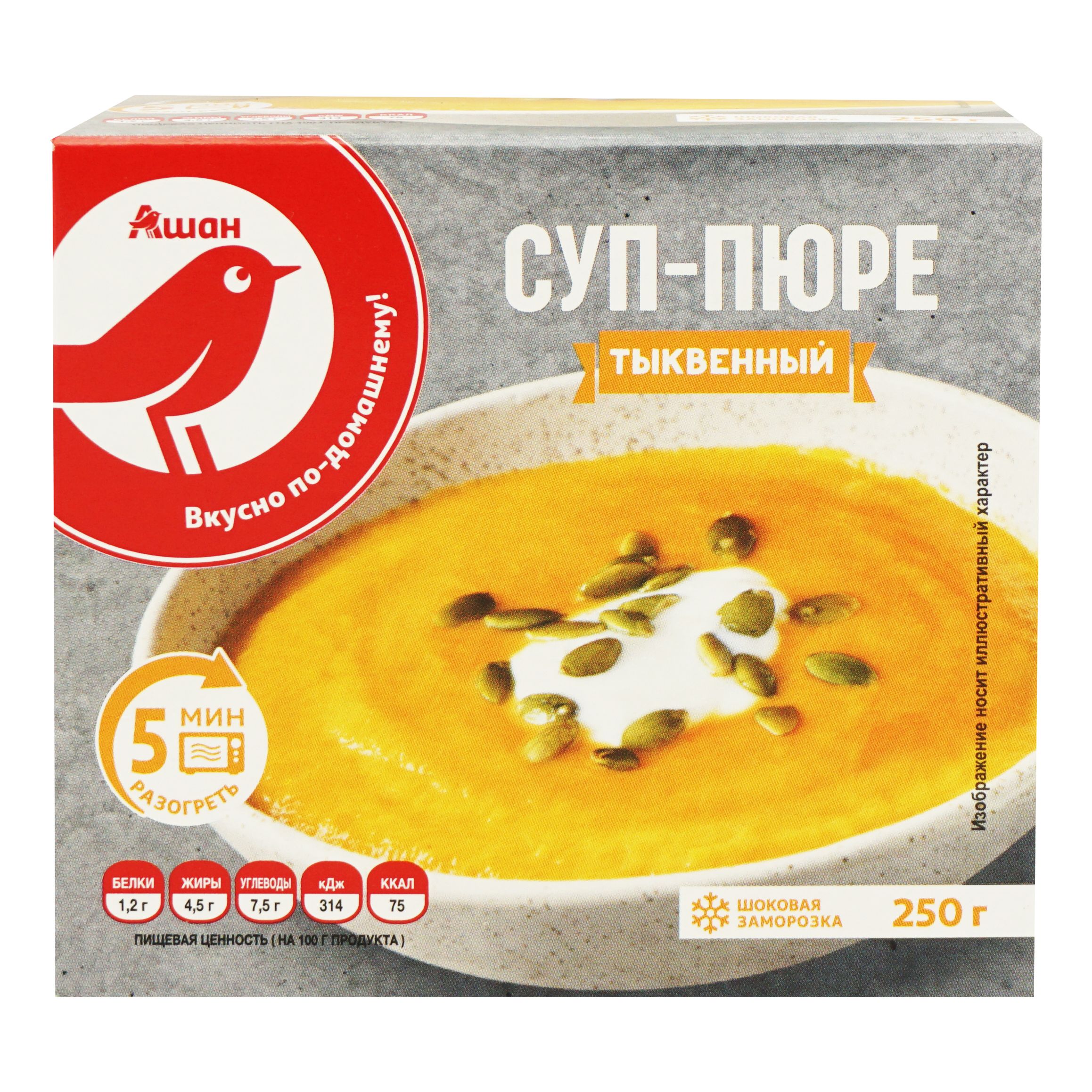 

Суп пюре АШАН Красная птица Тыквенный, 250 г