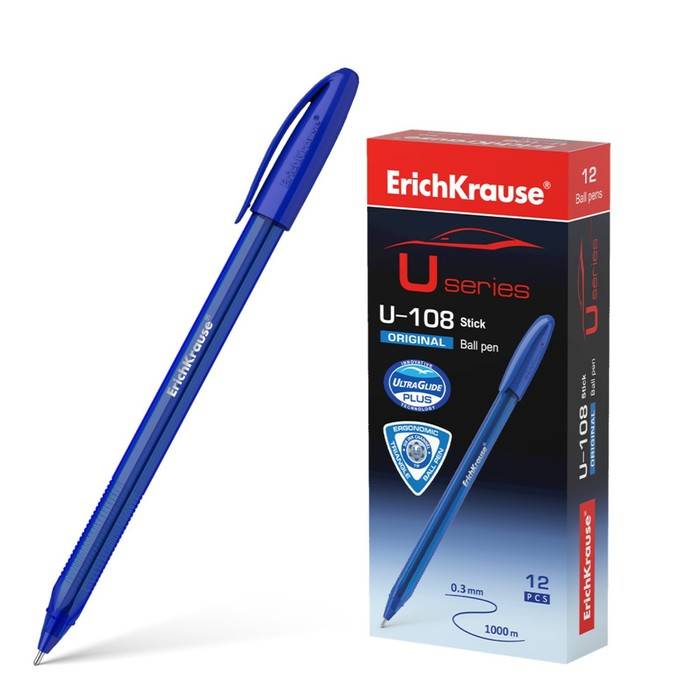 Ручка шариковая ErichKrause U-108 Original Stick синяя 12 шт