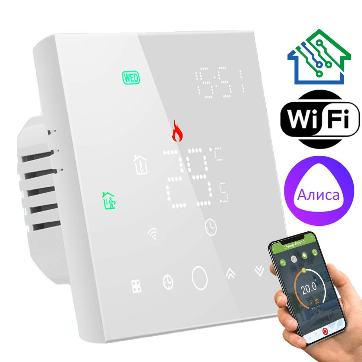 ерморегулятор для теплого пола Fujihome FHW-150W, программируемый термостат с WiFi