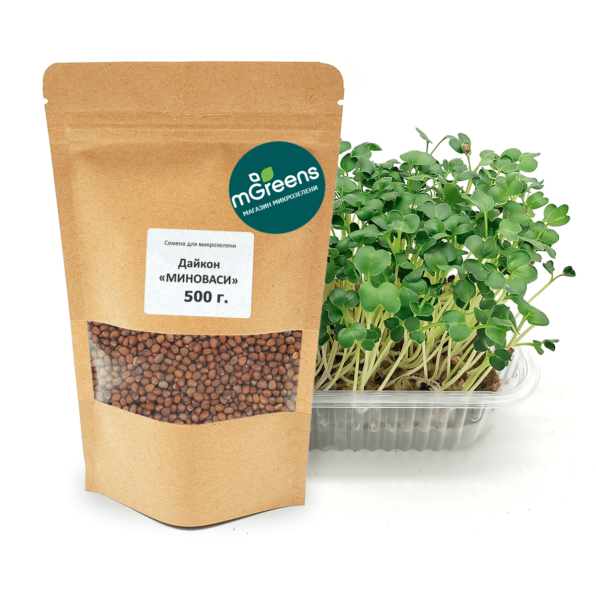 

Семена для микрозелени mGreen's Дайкон "Миноваси" 500 г, daikon_min_ves