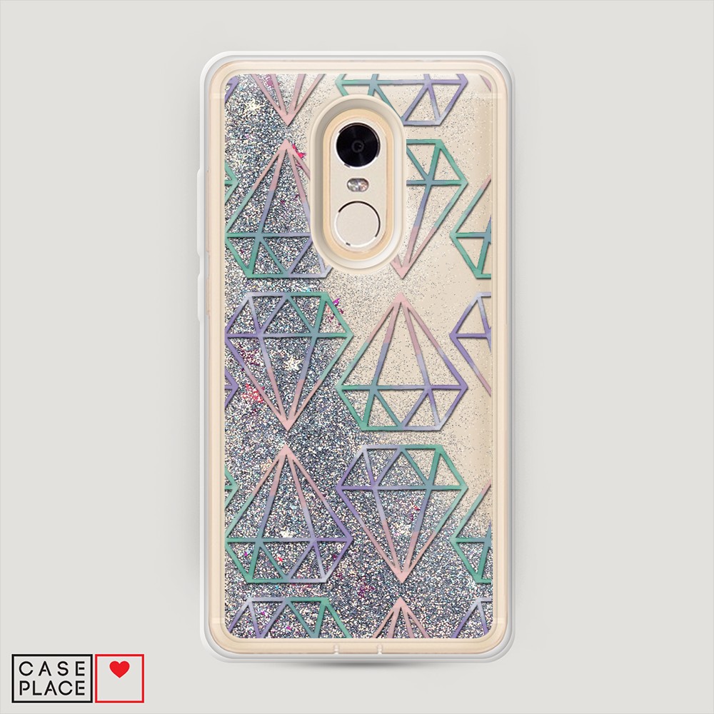 фото Жидкий чехол с блестками "бриллианты голографика" на xiaomi redmi note 4x awog
