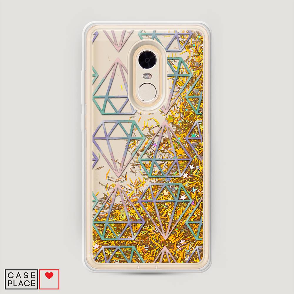 фото Жидкий чехол с блестками "бриллианты голографика" на xiaomi redmi note 4x awog
