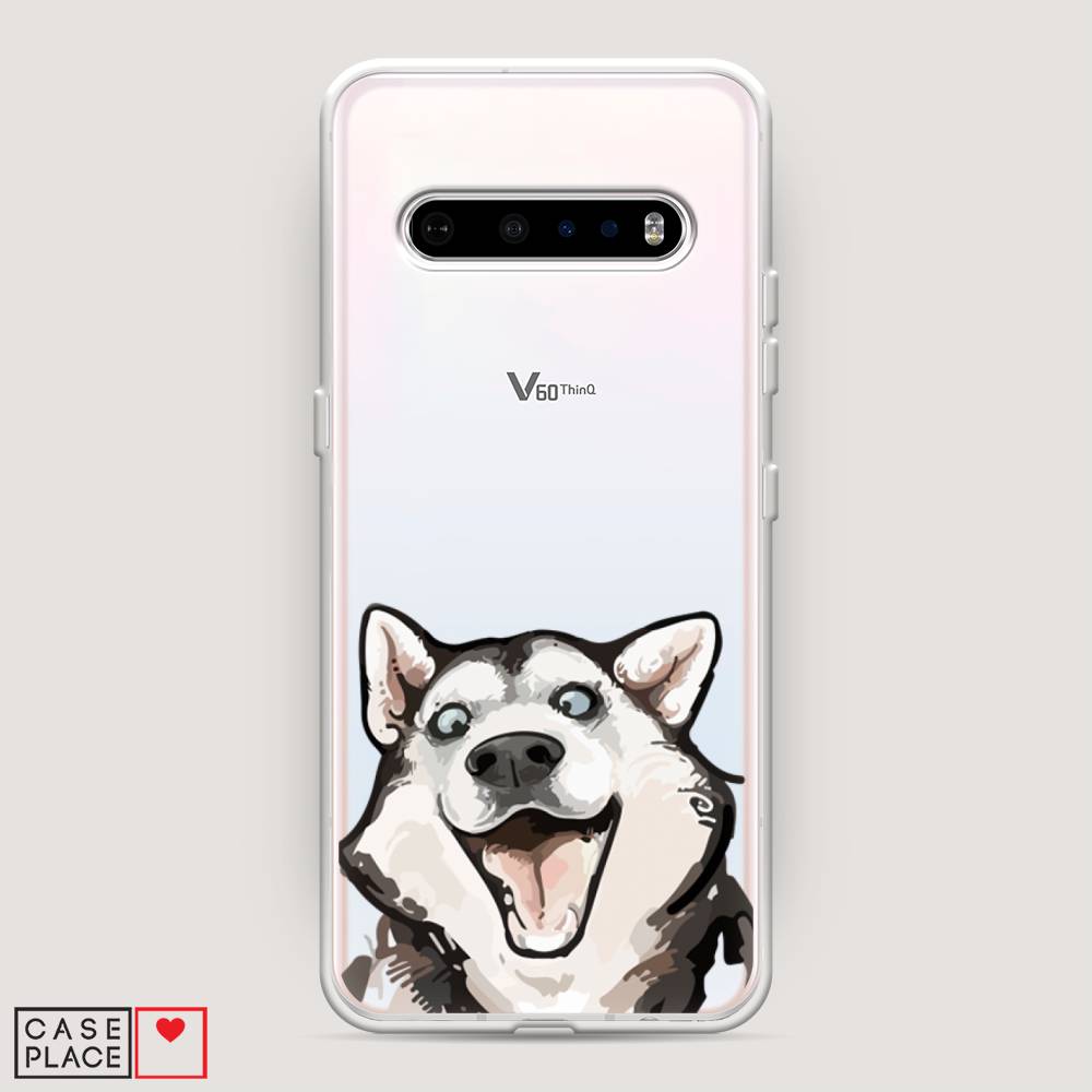 

Чехол Awog на LG V60 ThinQ 5G "Радостный хаски", Белый;голубой;черный, 84250-1