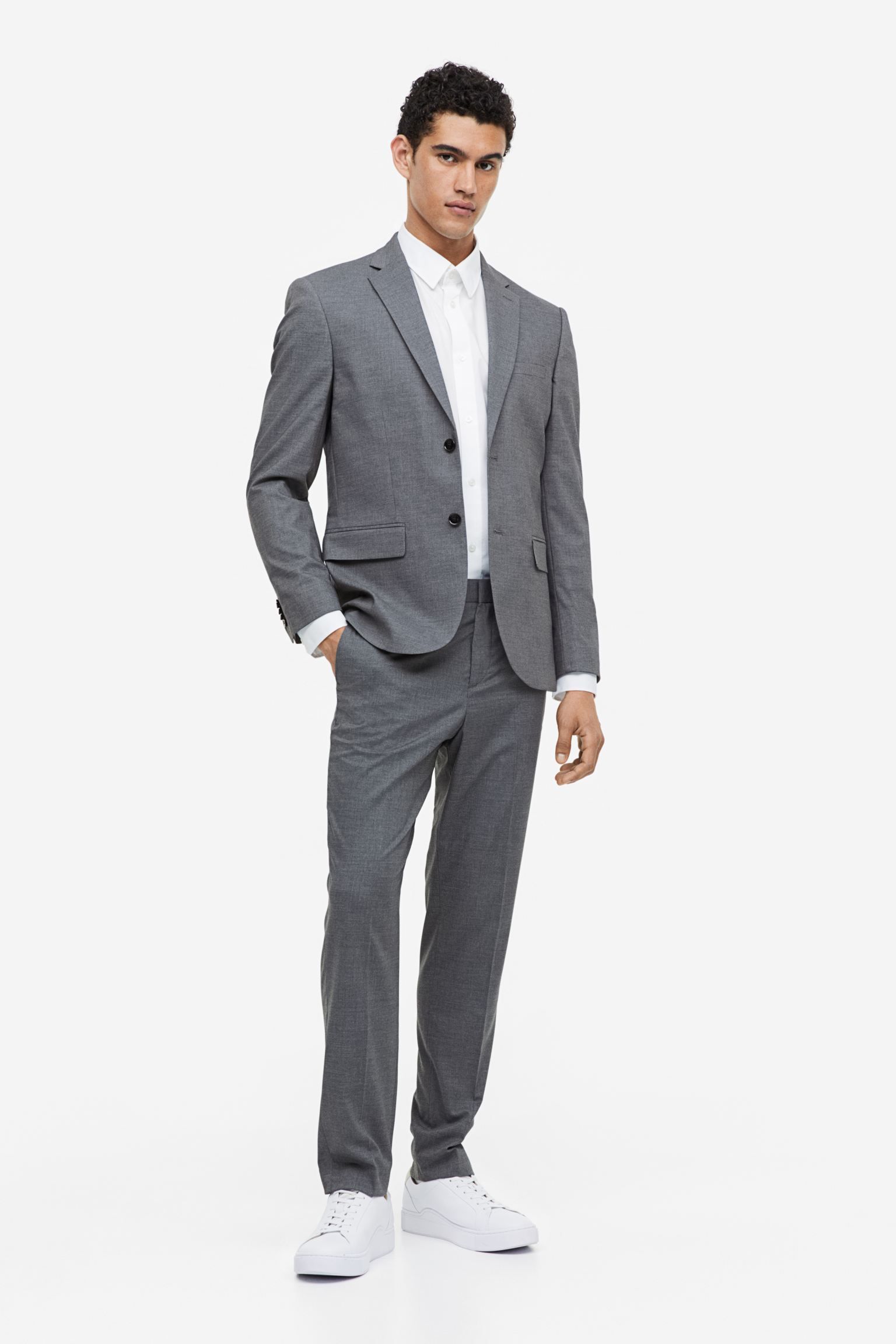 

Брюки мужские H&M 071402606 серые 48 RU, Серый, 071402606