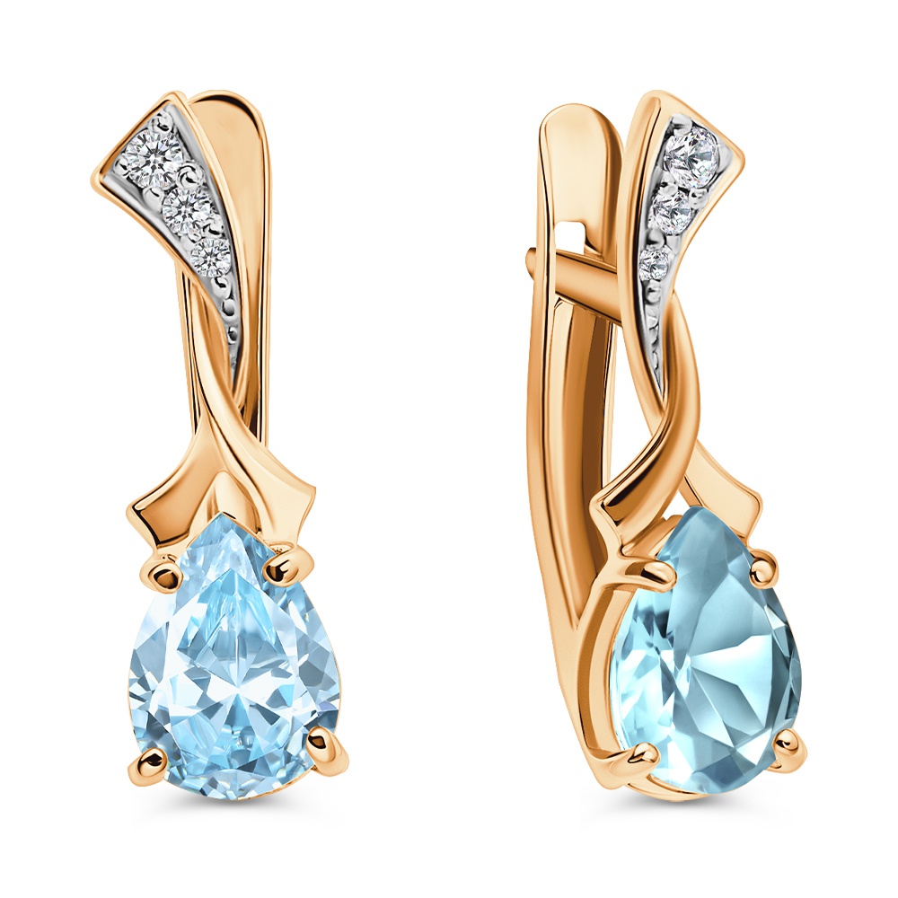 

Серьги из золота 585Gold 202013879, топаз/фианит, 202013879
