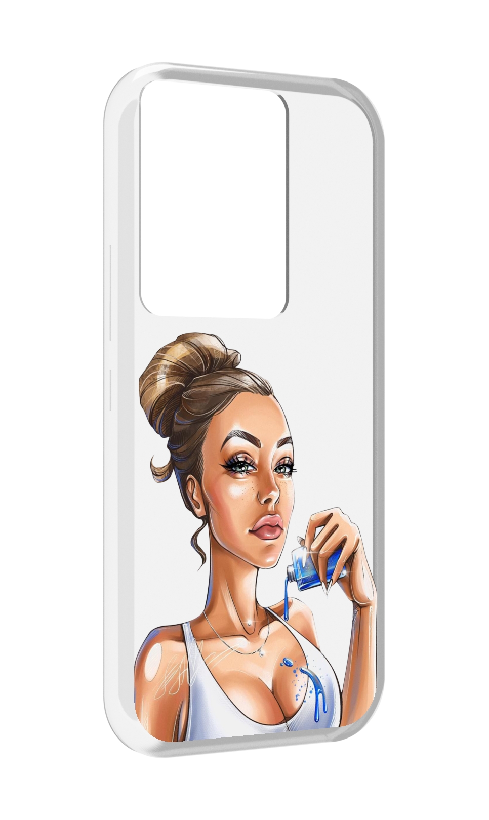 

Чехол MyPads девушка-пролила-краску женский для Itel Vision 3 Plus / Itel P38 Pro, Прозрачный, Tocco