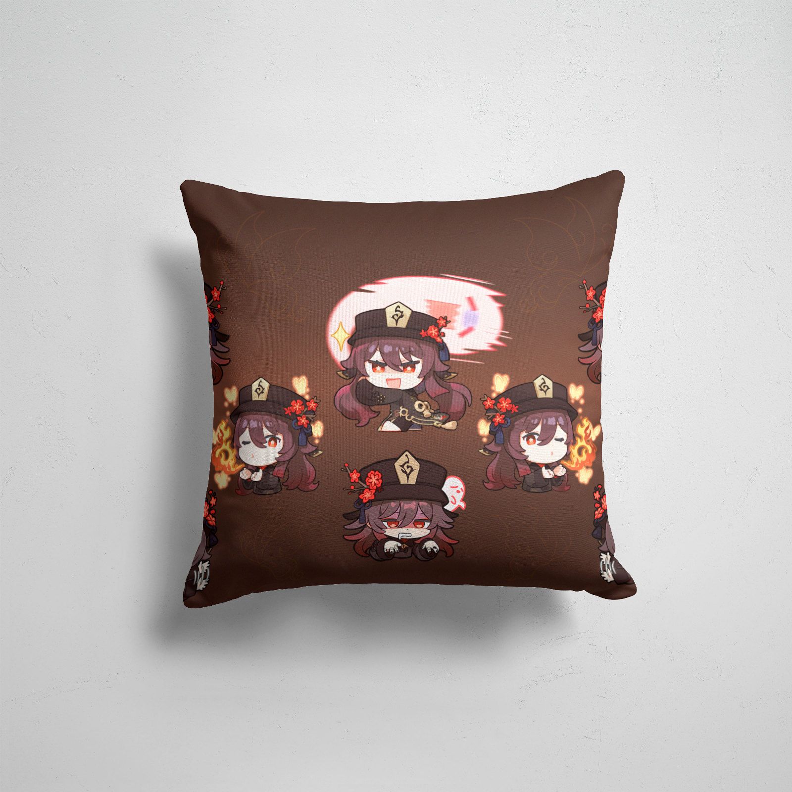 

Подушка декоративная 45х45см Геймерам Genshin Impact Hu Tao Chibi Genshin, Разноцветный
