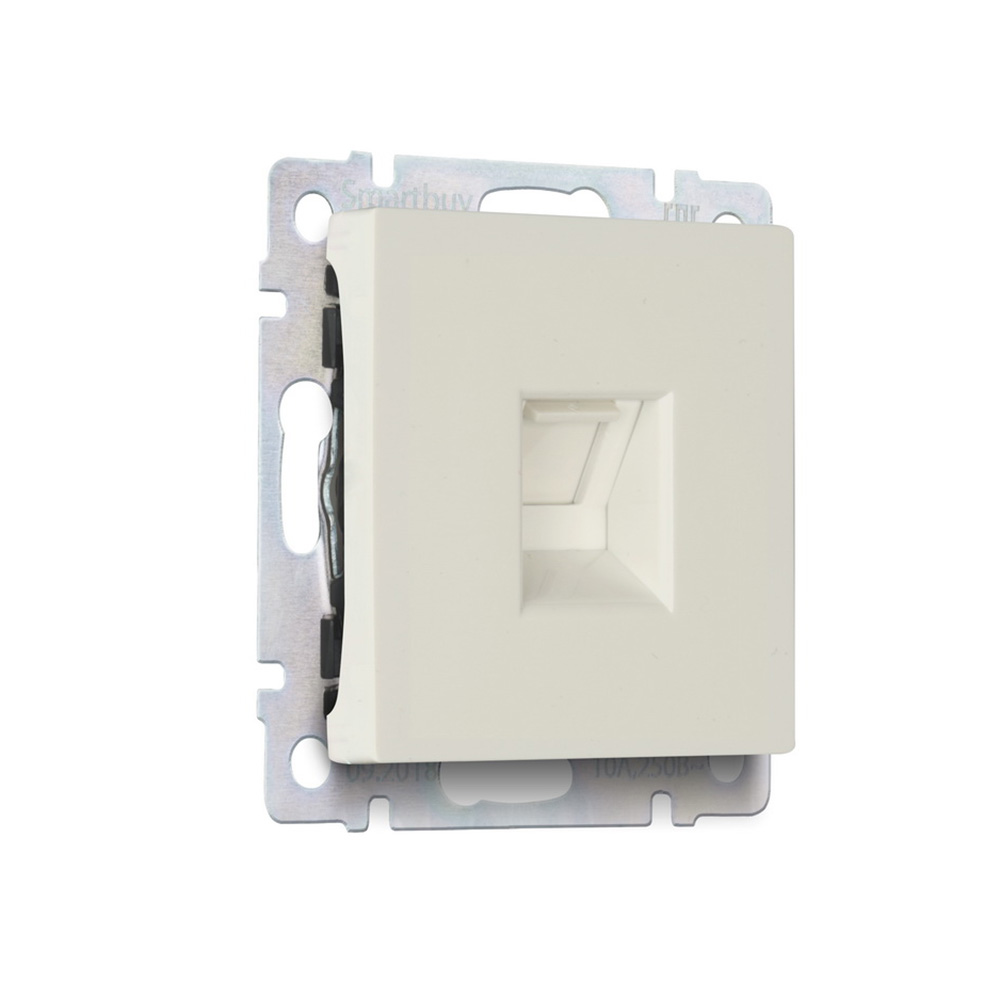

Розетка компьютерная RJ45 Smartbuy Нептун без рамки бежевая, Бежевый