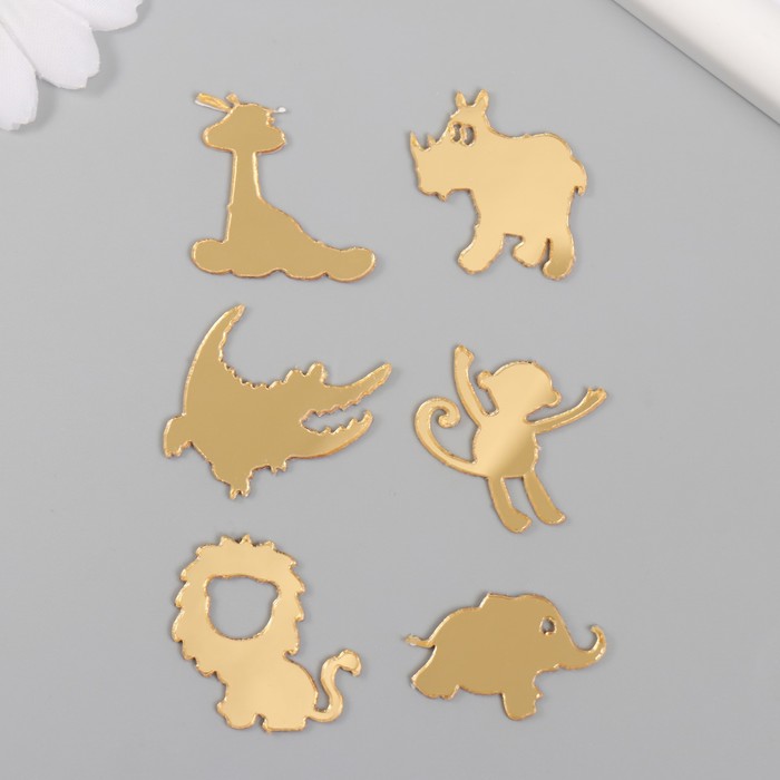 

Декор для творчества пластик зеркальный "Животные Африки" набор 6 шт, Золотистый