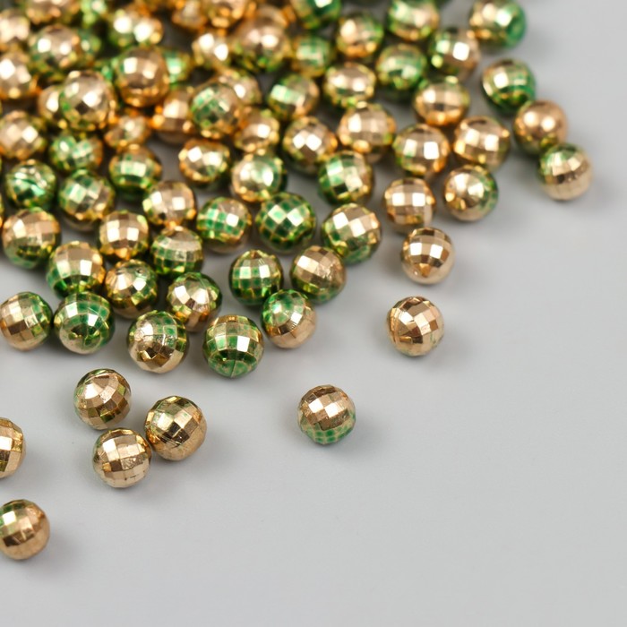

Декор для творчества пластик "Шарик с гранями. Золотисто-зеленый" набор 30 гр d=0,6 см, Разноцветный