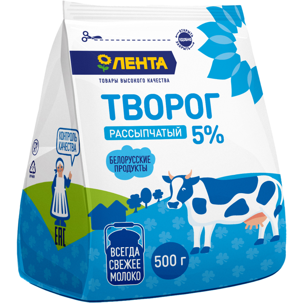 

Творог рассыпчатый Лента 5% бзмж 500 г