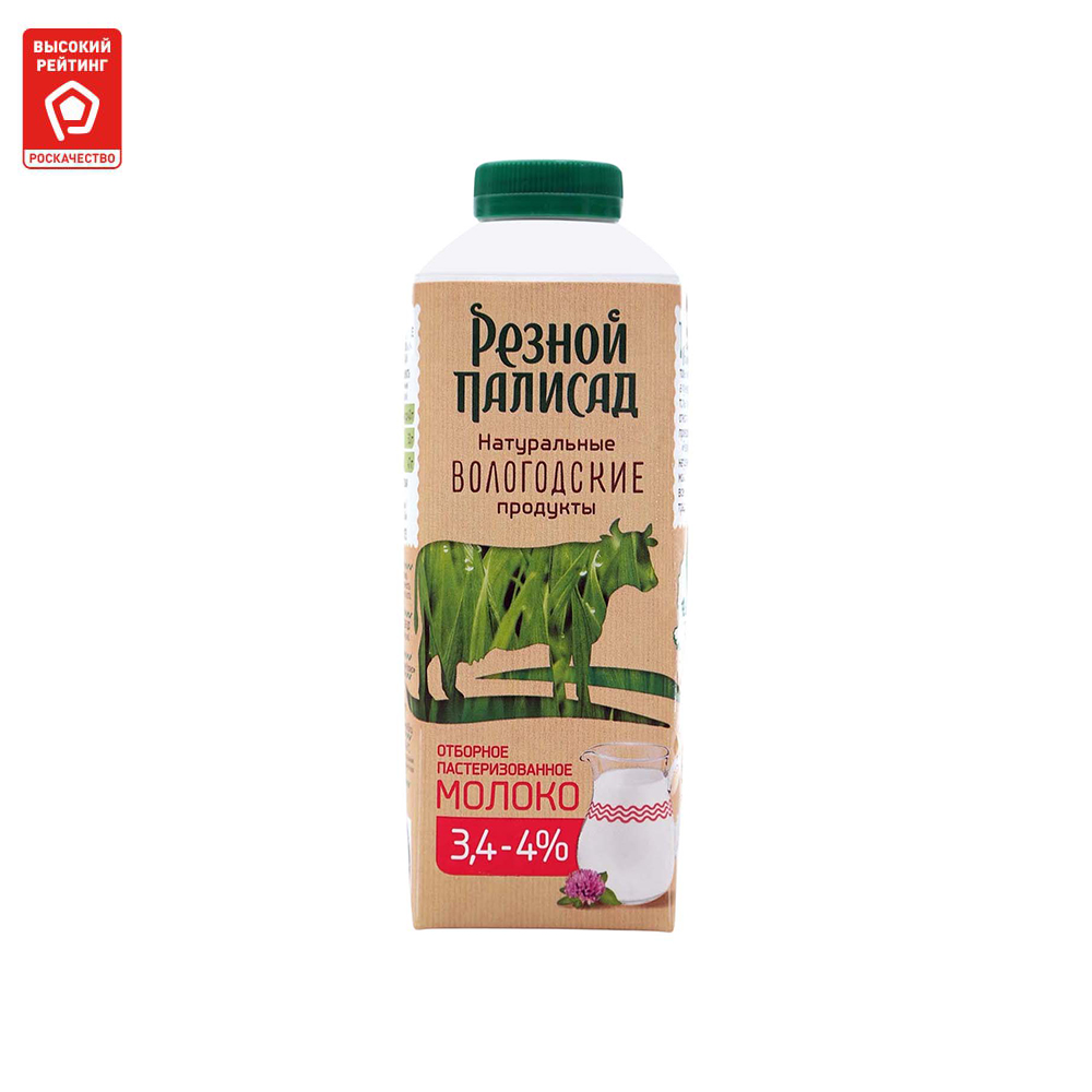 Молоко 3,4 - 4% пастеризованное 730 мл Резной палисад питьевое