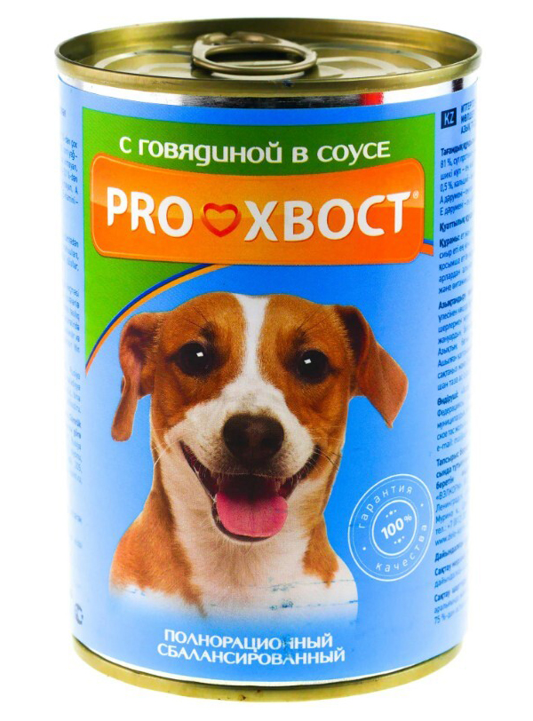 Консервы для собак ProХвост говядина в соусе, 12 шт по 415 г