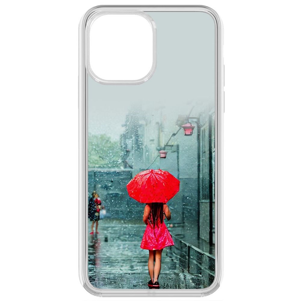 

Чехол-накладка Krutoff Clear Case Красный зонтик для iPhone 13 Pro Max, Прозрачный