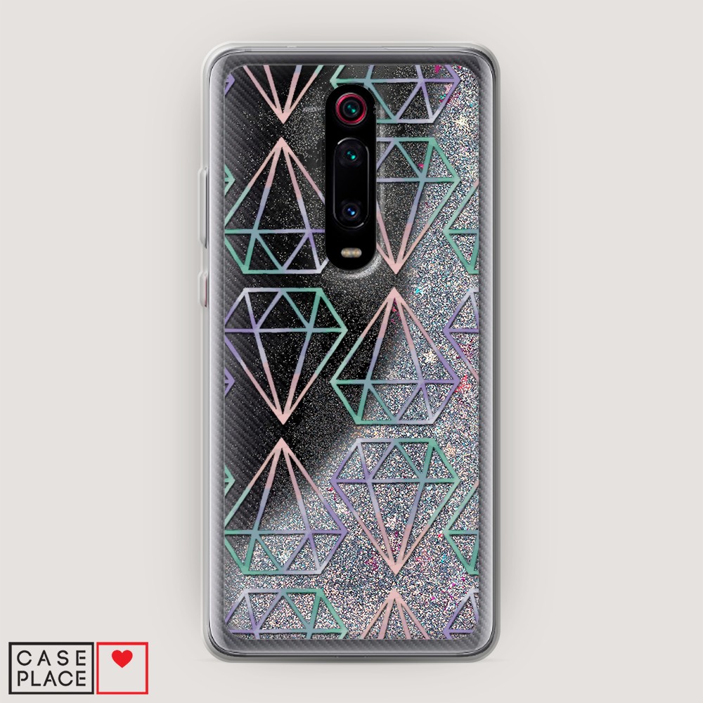 фото Жидкий чехол с блестками "бриллианты голографика" на xiaomi redmi k20 awog
