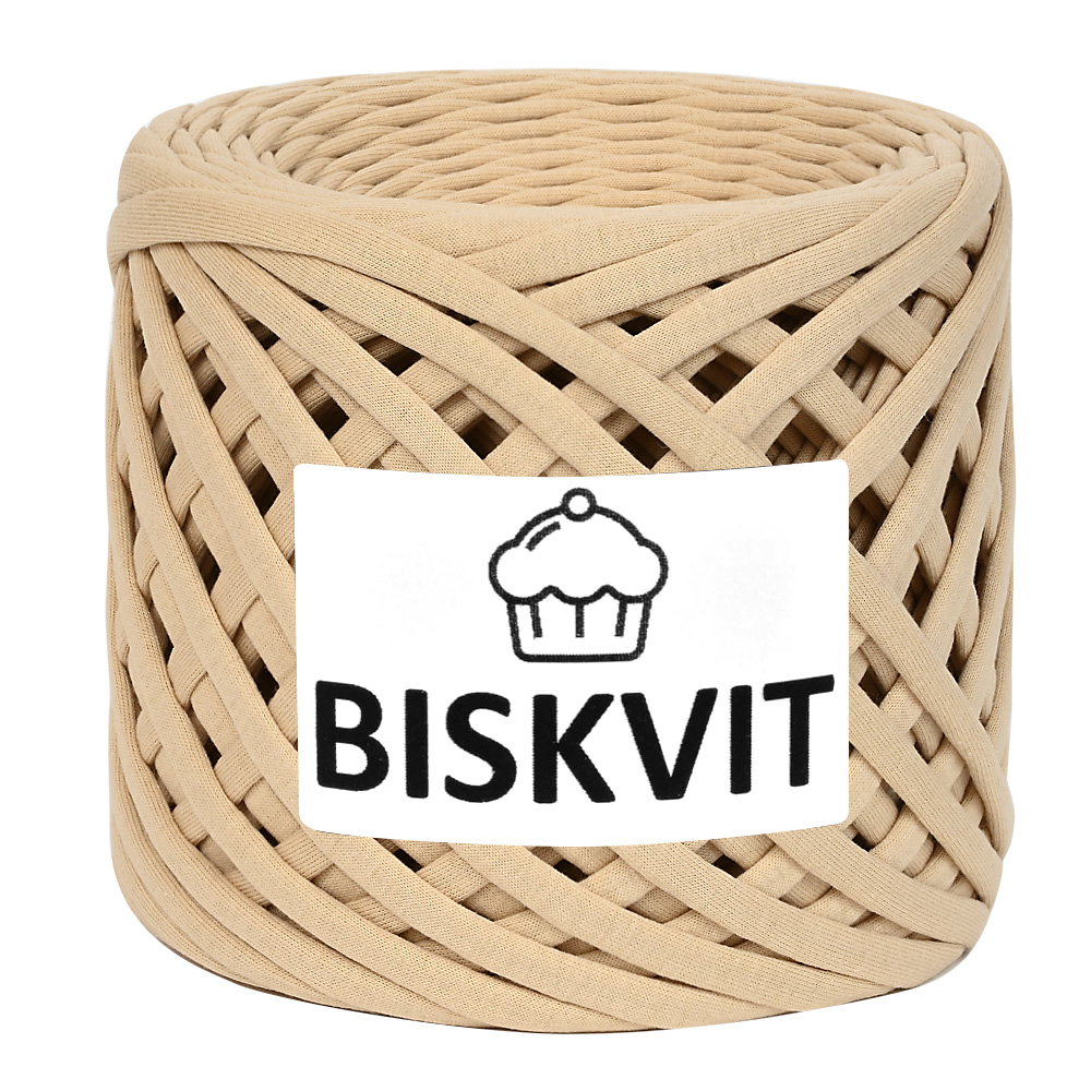 

Трикотажная пряжа для вязания BISKVIT Латте, 100% хлопок, 7-9мм, 100м, Бежевый, BISKVIT