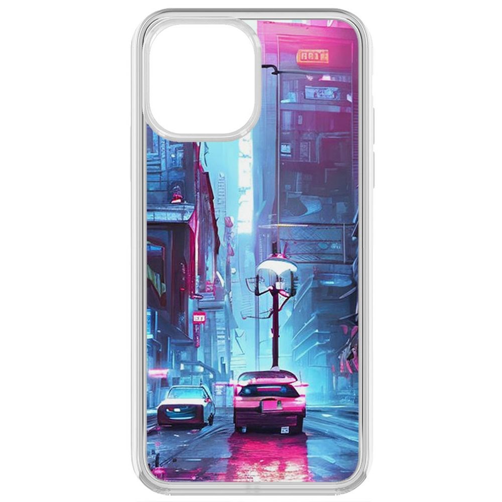 

Чехол-накладка Krutoff Clear Case Киберпанк Улица для iPhone 13 Pro Max, Прозрачный