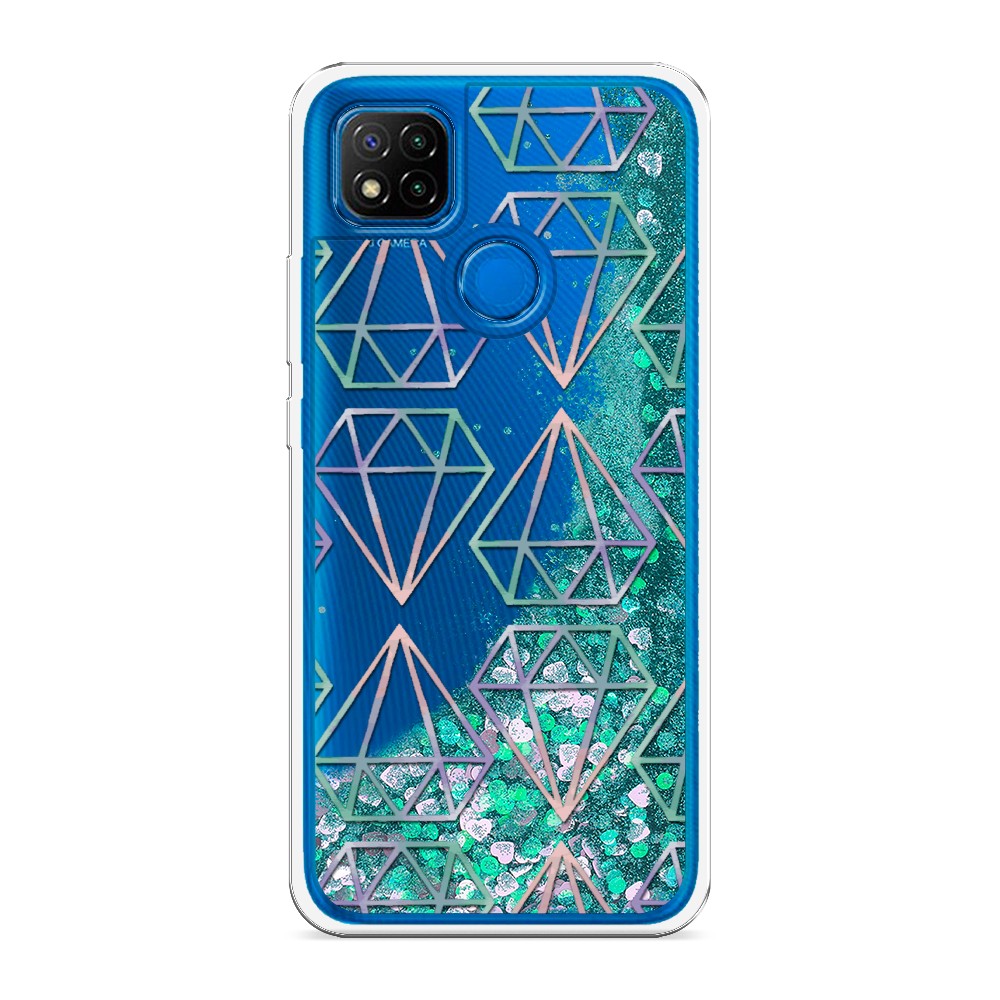 

Жидкий чехол с блестками "Бриллианты голографика" на Xiaomi Redmi 9C