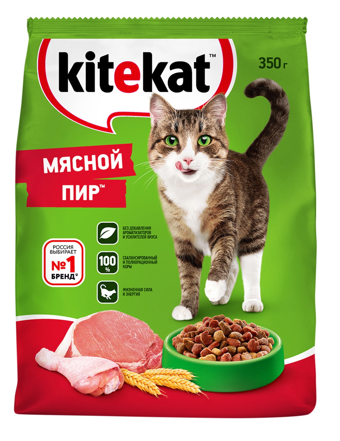 Сухой корм для кошек Kitekat, мясной пир, 0,35кг