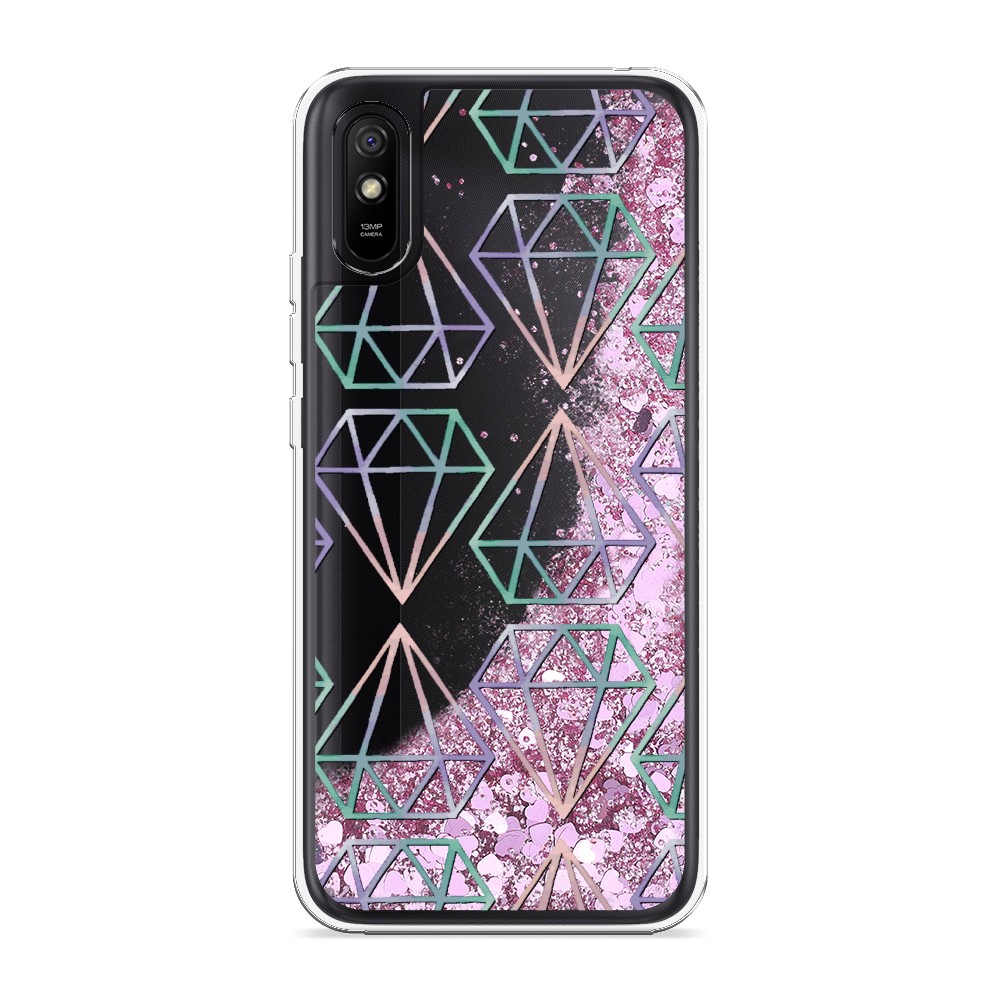 

Жидкий чехол с блестками "Бриллианты голографика" на Xiaomi Redmi 9A, 38994-1