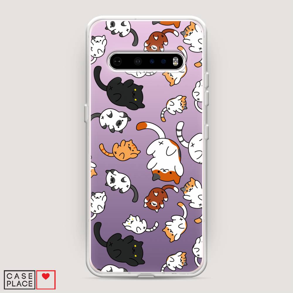 

Чехол Awog на LG V60 ThinQ 5G "Котопад", Фиолетовый;белый, 84250-7