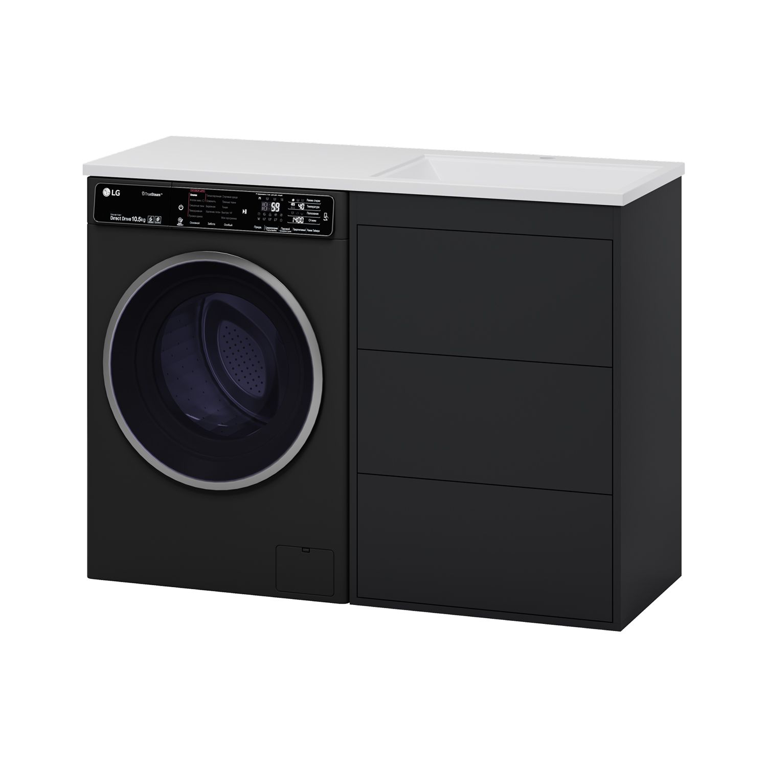 

Тумба с раковиной Brevita Grafit 60 Гавана 120 прав., Черный, 56