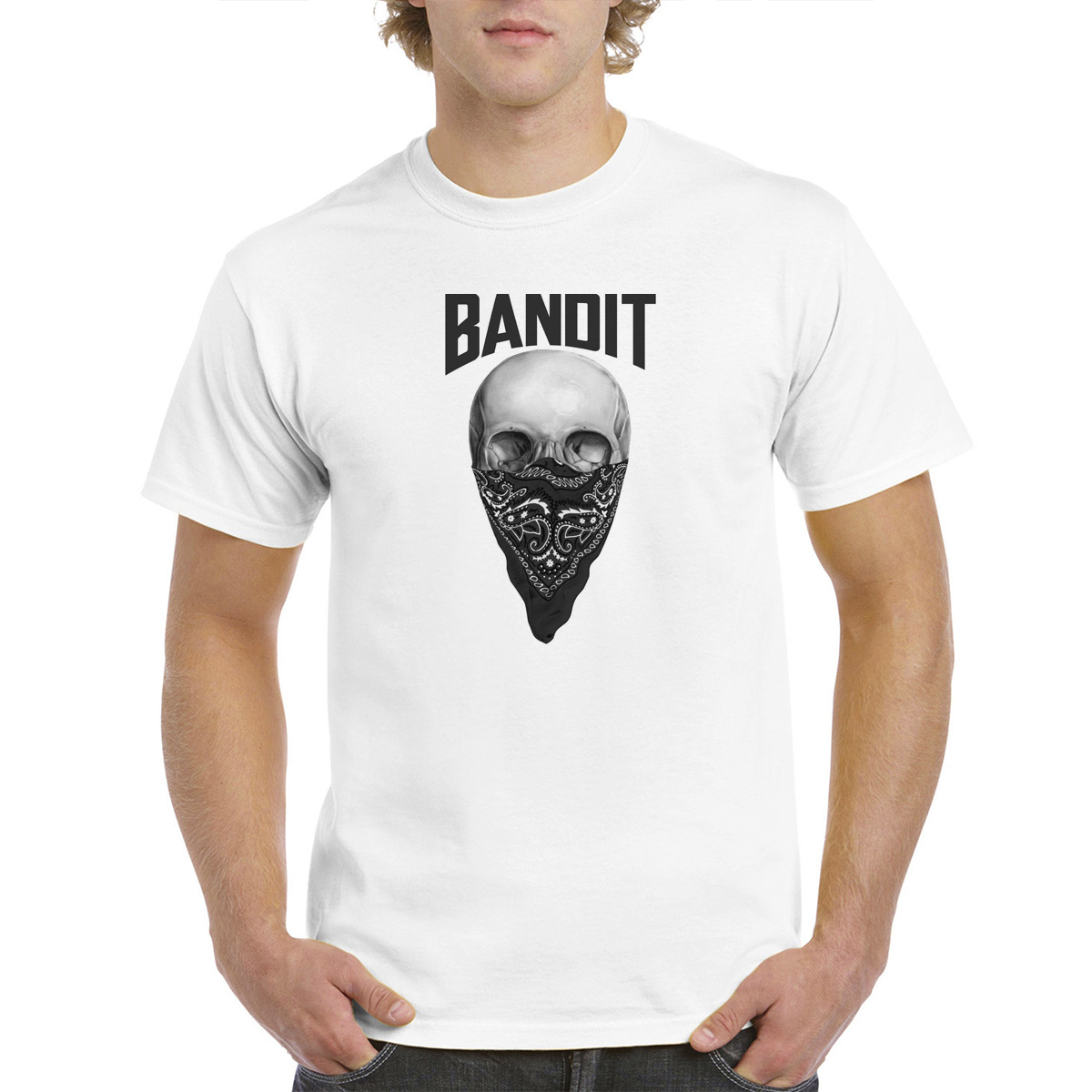 

Футболка CoolPodarok Bandit. Череп в косынке, Белый, 62M02576
