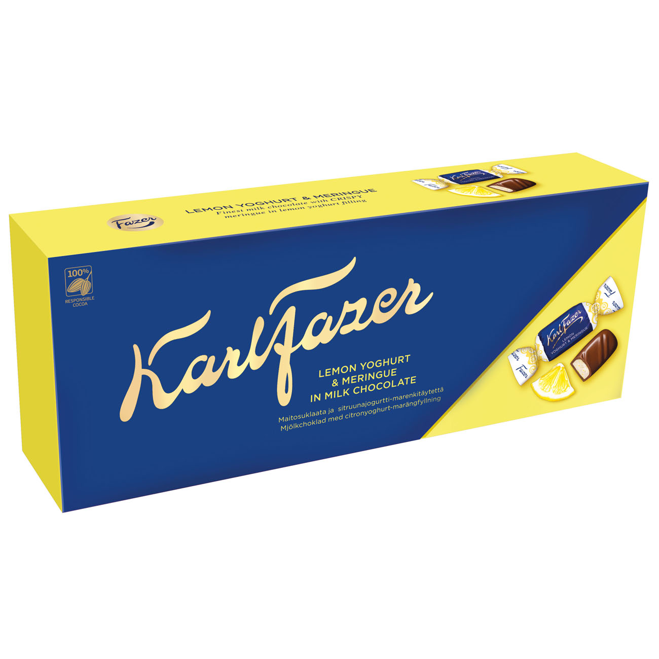 

Шоколадные конфеты KARL FAZER из молочного шоколада с лимонным йогуртом и безе 270г