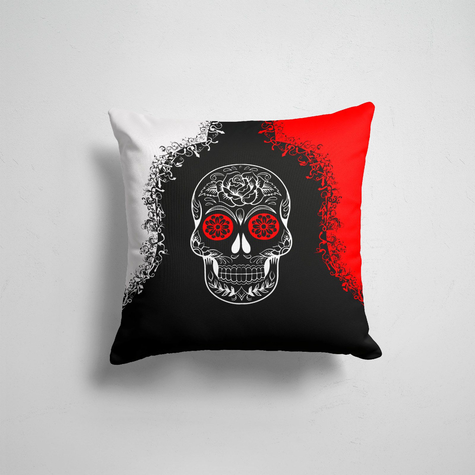 

Подушка декоративная 45х45см Черепа и скелеты Red White Skull Череп, Разноцветный