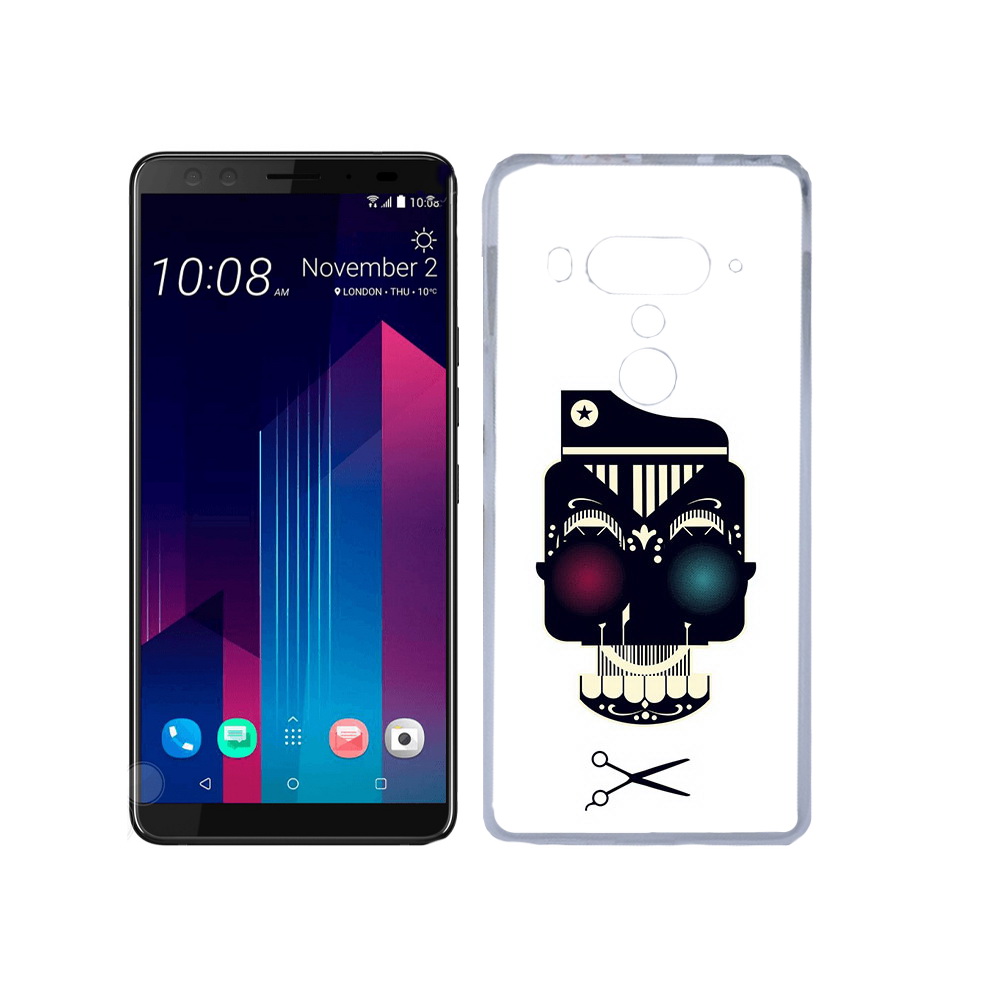 

Чехол MyPads Tocco для HTC U12+ черно белый скелет с яркими глазами, Прозрачный, Tocco