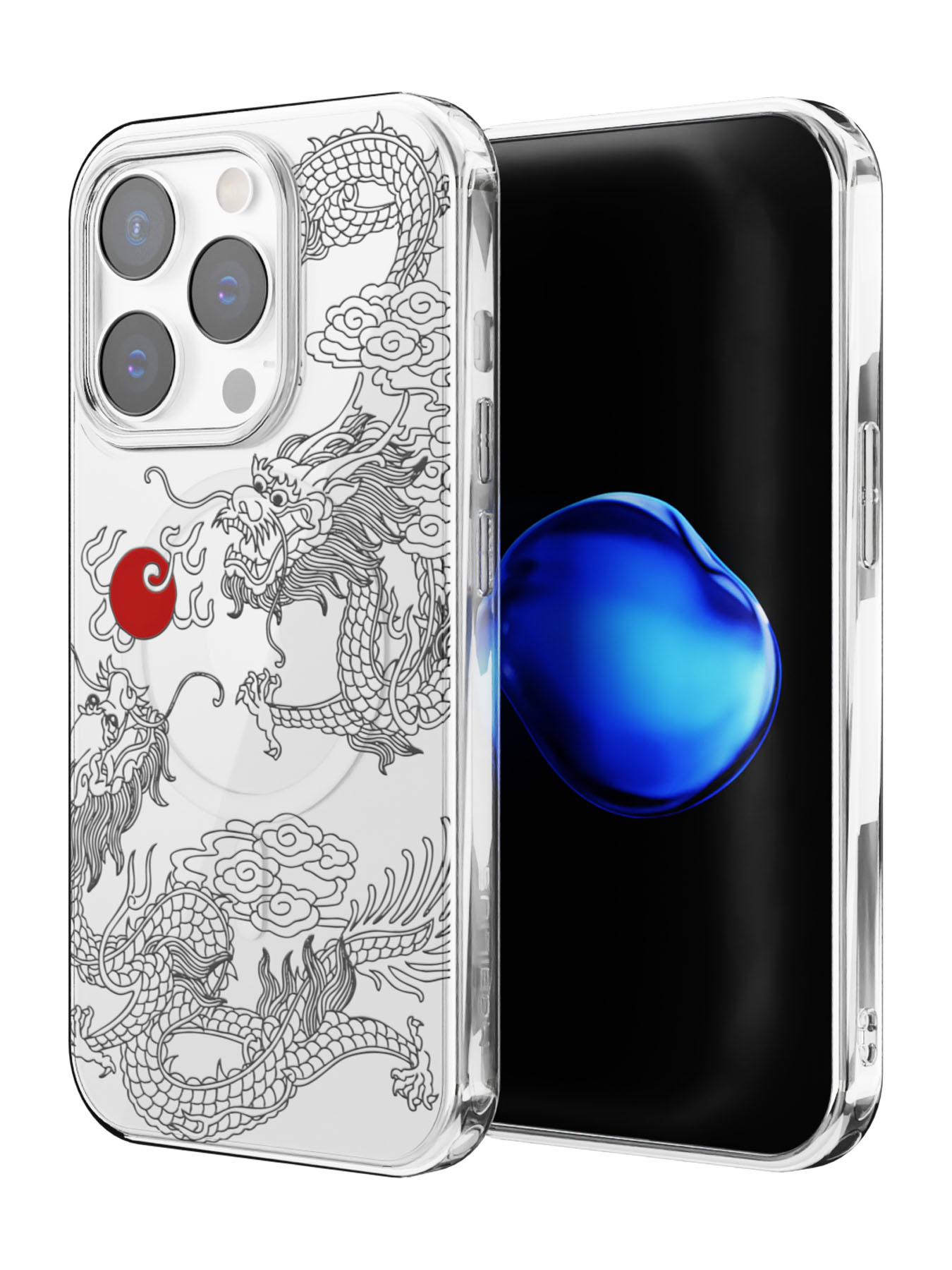 Чехол Mcover для iPhone 14 Pro, с MagSafe, Японский дракон инь, аниме